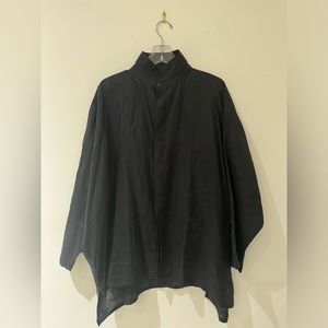 Planet by Lauren G, Black Linen Button Up Blouse